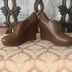 Long champ Oxford leather wedge